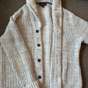 Banana Republic blue white Knit Wool Blend Button Up cardigan Size Large